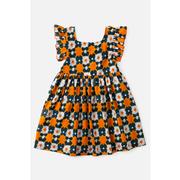  Briton Court Navy And Orange Kids Maya Tie With Pockets Dress