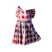  Briton Court Crimson And Grey Kids Maya Tie With Pockets Dress