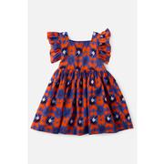  Briton Court Royal And Orange Kids Maya Tie With Pockets Dress