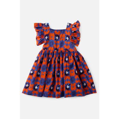 Briton Court Royal and Orange Kids Maya Tie with Pockets Dress