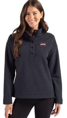 Mississippi State Cutter & Buck Women's Hunts Point Textured Fleece Snap Pullover