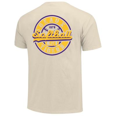 LSU Image One Ball Rustic Script Softball Comfort Colors Tee