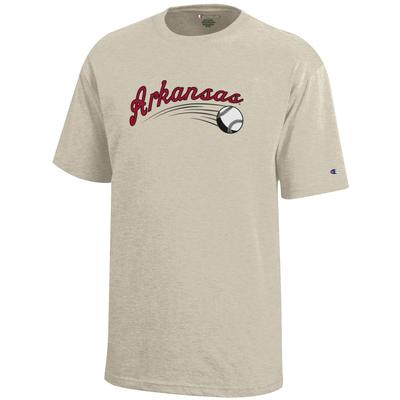 Arkansas Champion YOUTH Script Baseball Tee