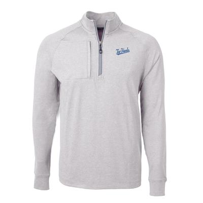 UNC Cutter & Buck Tar Heels Script Adapt Eco Knit Heather 1/4 Zip Pullover