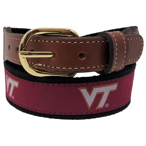 Virginia Tech Web Leather Belt (Maroon)