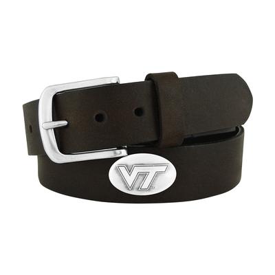 Virginia Tech Zep-Pro Brown Leather Concho Belt