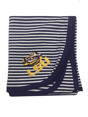 LSU Striped Knit Baby Blanket