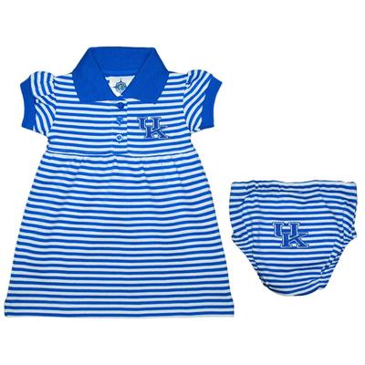 Kentucky Infant Striped Interlock UK Logo Gameday Dress with Bloomer