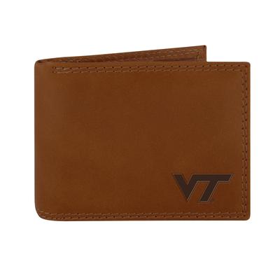 Virginia Tech Zep-Pro Brown Leather Embossed Bifold Wallet