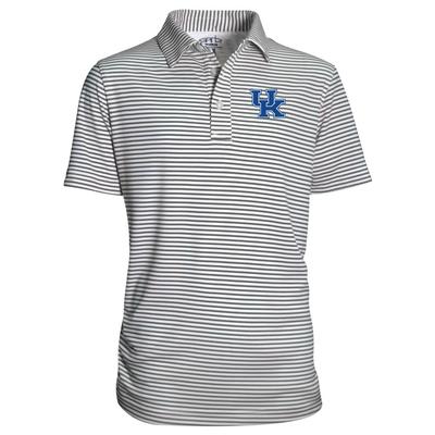 Kentucky Youth Carson Striped Polo GREY/WHT