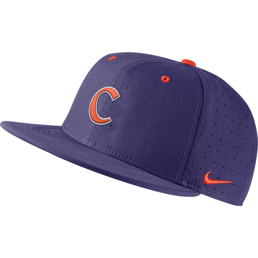 Men's Nike Purple Clemson Tigers Aero True Baseball Performance Fitted Hat