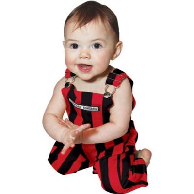 Red and Black Game Bibs Infant Striped Overalls