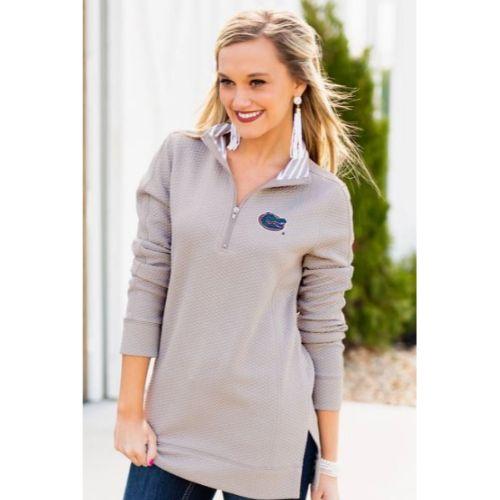 quilted quarter zip pullover