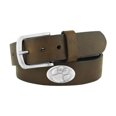 Clemson Zep-Pro Brown Leather Concho Belt