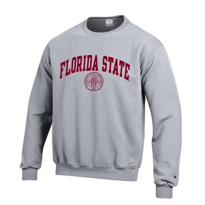 Florida State Champion Fleece Screen Print Seal Crew HTHR_GREY