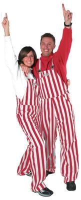 Crimson and White Adult Game Bibs Striped Overalls