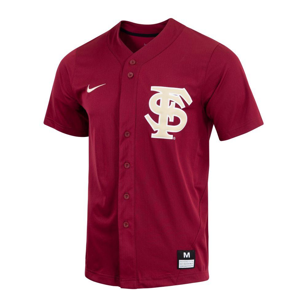 Men's Nike Garnet Florida State Seminoles Replica Full-Button Baseball Jersey