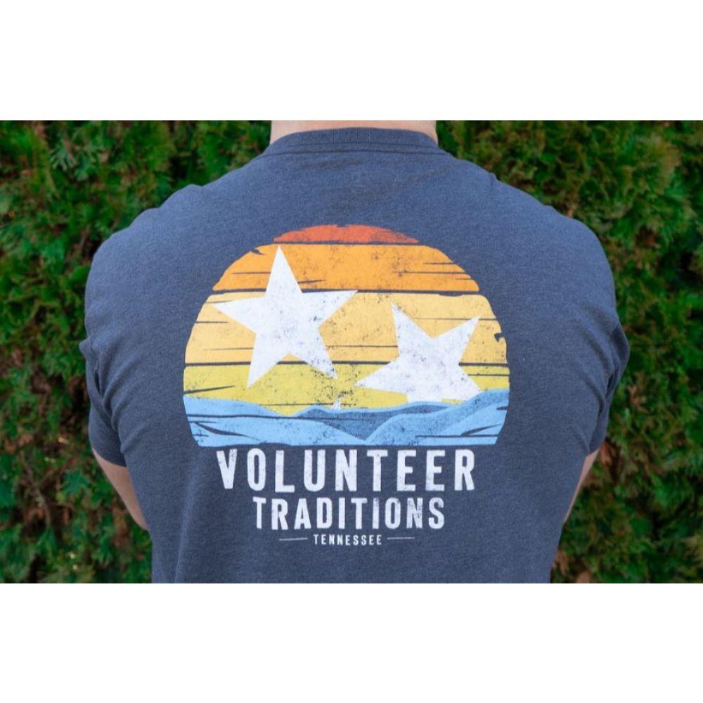 Original Tristar Tennessee Flag Pocket Tee Shirts by Volunteer Traditions Tile - Washed Navy / S