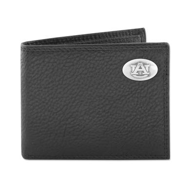 Auburn Zep-Pro Black Leather Concho Bifold Wallet