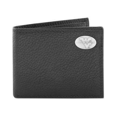 West Virginia Zep-Pro Black Leather Concho Bifold Wallet