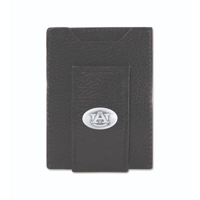 Auburn Zep-Pro Black Leather Concho Front Pocket Wallet