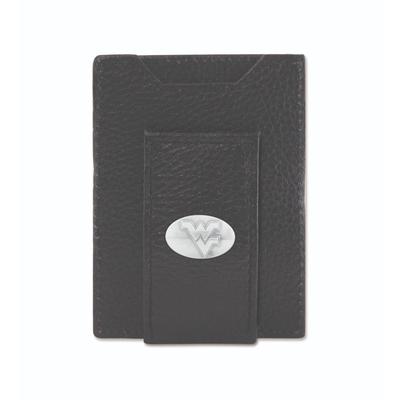 West Virginia Zep-Pro Black Leather Concho Front Pocket Wallet