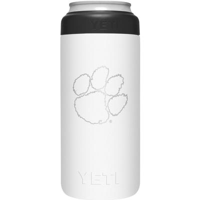 Clemson Yeti White Primary Logo Slim Colster