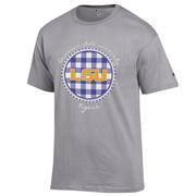  Lsu Champion Women's Script Gingham Tee