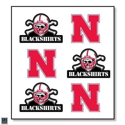 Nebraska 6-Pack Logo and Blackshirts Sticker Sheet
