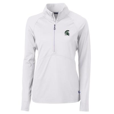 Michigan State Cutter & Buck Adapt Eco Half Zip Pullover WHITE