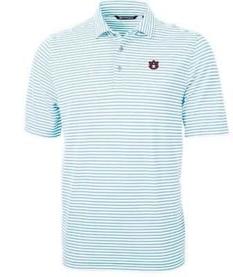 Auburn Cutter & Buck Striped Virtue Eco Pique Polo ATLAS