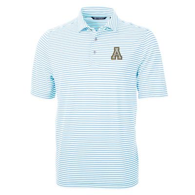 Appalachian State Cutter & Buck Striped Virtue Eco Pique Polo ATLAS