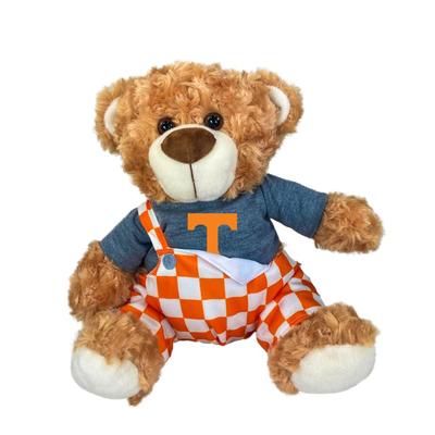 Tennessee 10 Inch Bear Plush with Checkerboard Overalls