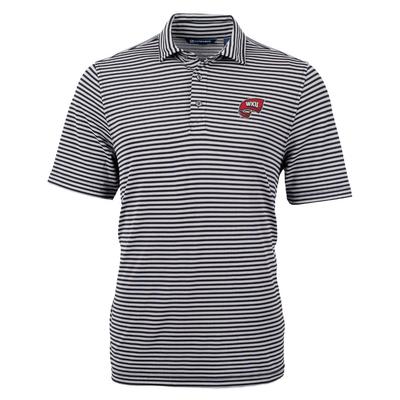 Western Kentucky Cutter & Buck Striped Virtue Eco Pique Polo BLACK