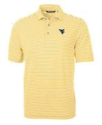  West Virginia Cutter & Buck Striped Virtue Eco Pique Polo