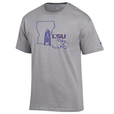 LSU Champion Men's State Building Logo Tee OXFORD