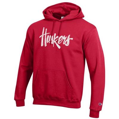 Nebraska Champion Giant Huskers Logo Hoodie SCARLET