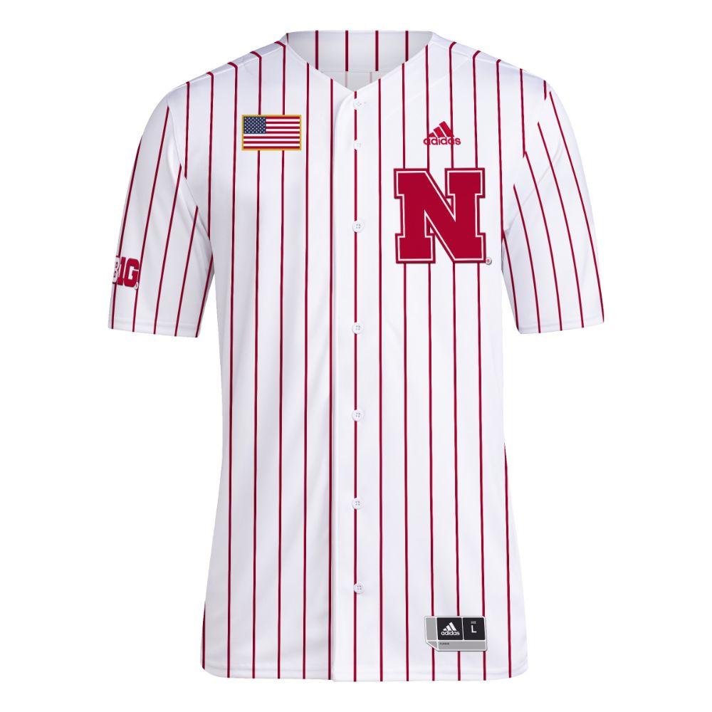 Huskers, Nebraska Adidas Pinstripe Baseball Jersey