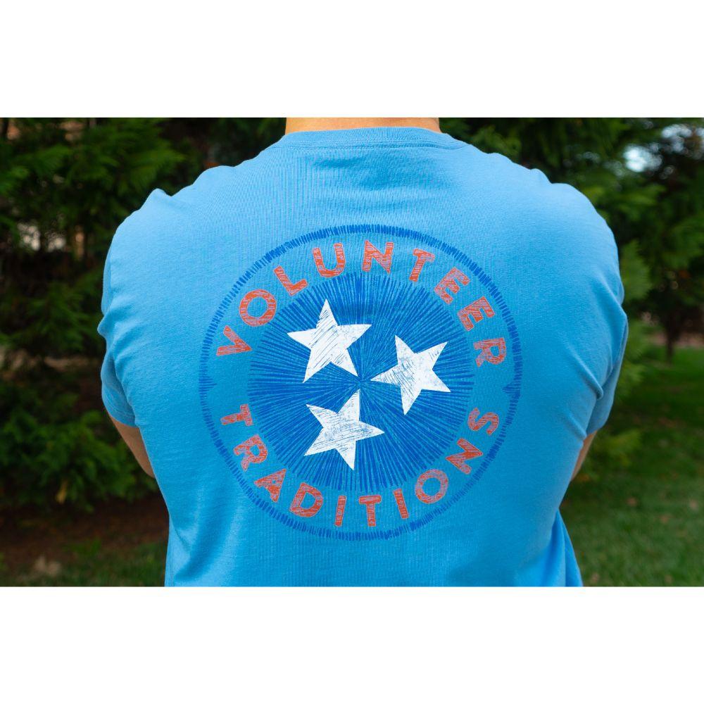 Original Tristar Tennessee Flag Pocket Tee Shirts by Volunteer Traditions Tile - Washed Navy / S