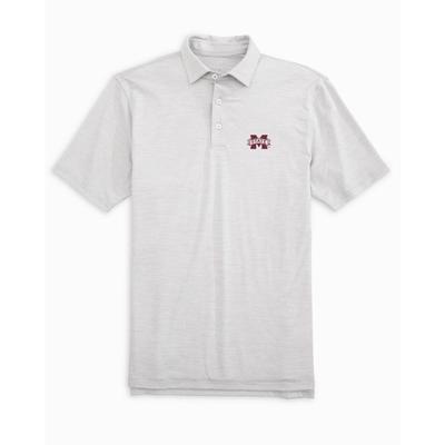 Mississippi State Southern Tide Driver Space Dye Performance Polo SLATE_GREY