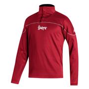  Nebraska Adidas Stadium Knit 1/4 Zip Pullover