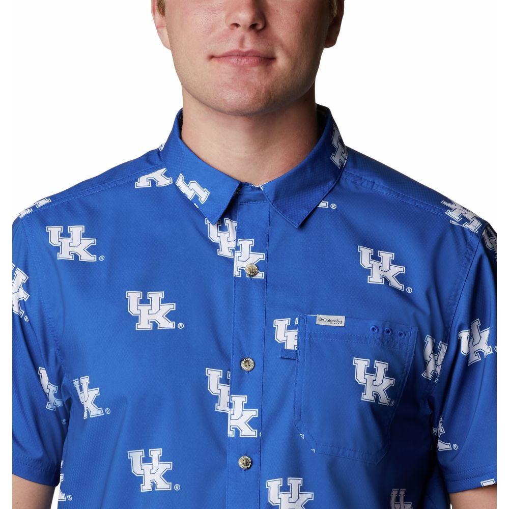 Men's Columbia Royal Kentucky Wildcats Super Tamiami Omni-Shade Long Sleeve  Button-Down Shirt