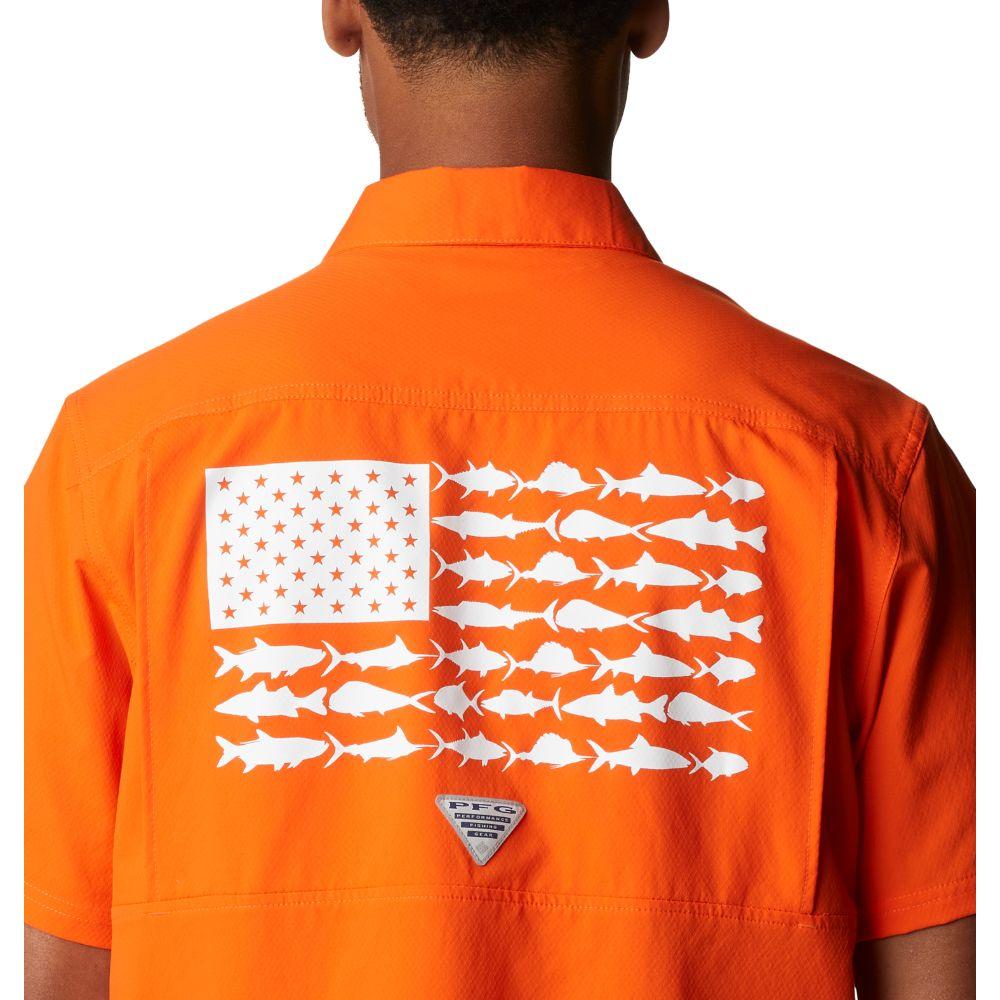 Men's Columbia Orange Clemson Tigers Super Slack Tide Omni-Shade Team  Button-Up Shirt