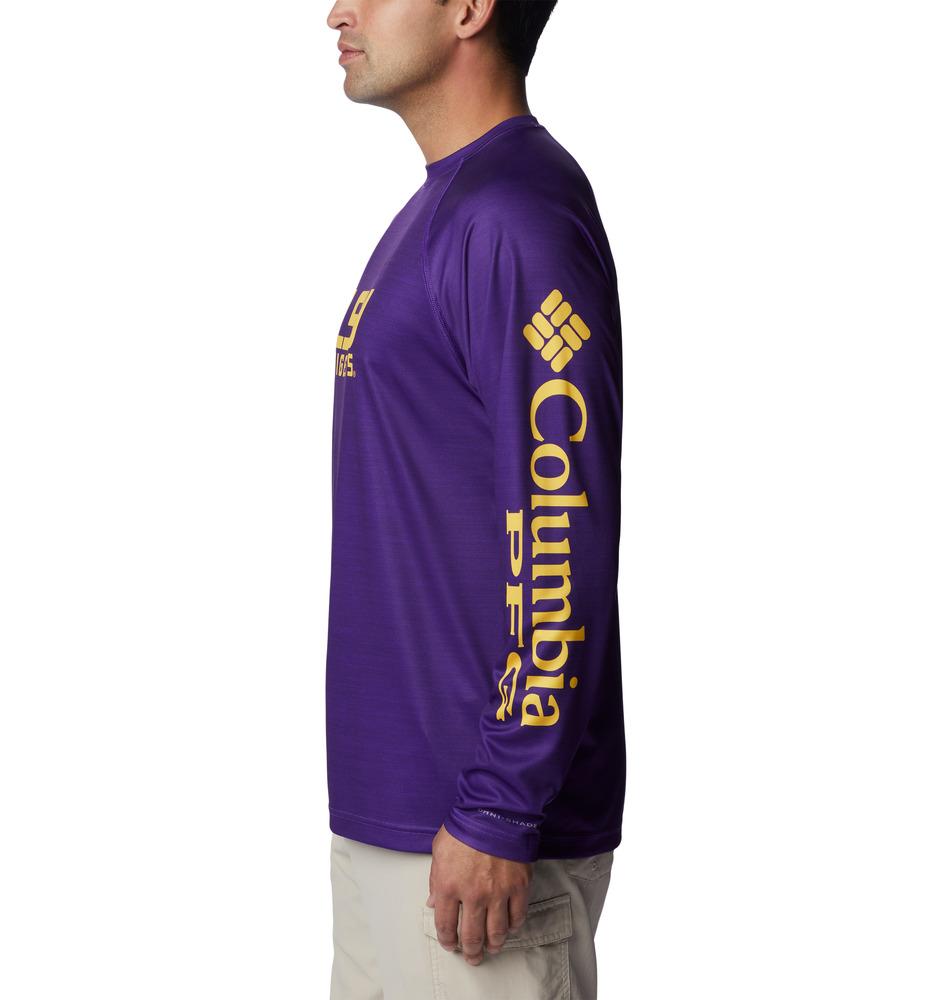 Men's Columbia Purple LSU Tigers PFG Terminal Tackle Omni-Shade Raglan Long  Sleeve T-Shirt
