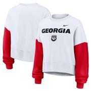 Georgia Nike Women's Colorblock Fleece Crew