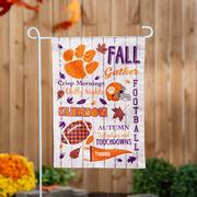 Clemson Fall Seasonal Moire Garden Flag