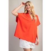 Women's Orange V Neck Top