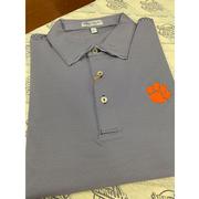 Clemson Men's Peter Millar Purple Jubilee Stripe Jersey Polo