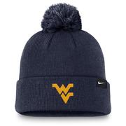 West Virginia Nike Sideline Peak Standard Cuff Pom Beanie