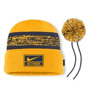 West Virginia Nike Sideline Peak Standard Cuff Pom Beanie